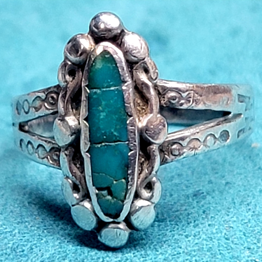 Turquoise and sterling silver ring.